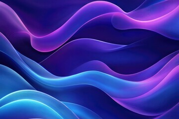 Blue neon illustration background with soft and elegant waves. Premium design for wallpaper, banner, poster, ai