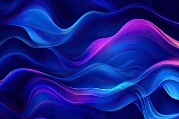 Blue neon illustration background with soft and elegant waves. Premium design for wallpaper, banner, poster, ai