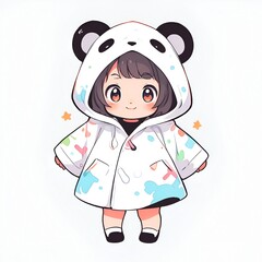 Poster - Cute Panda-Themed Illustration of a Girl