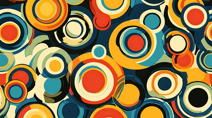 A retro pattern of colorful overlapping circles.