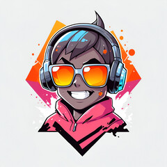 Poster - Smiling Cartoon Character with Headphones