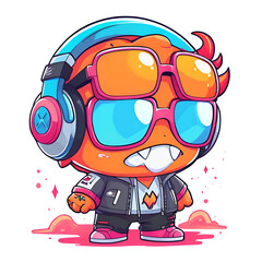 Poster - Cool Monster with Headphones and Sunglasses