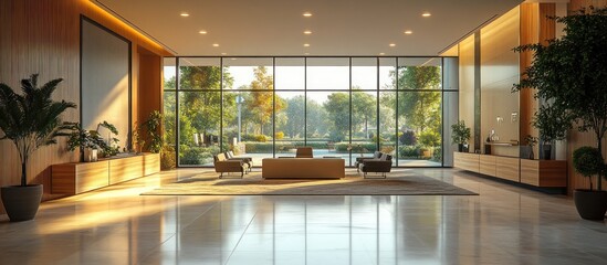 Canvas Print - Modern Lobby with Large Windows