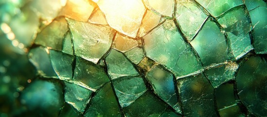 Wall Mural - Abstract Green Glass Mosaic with Sunlight