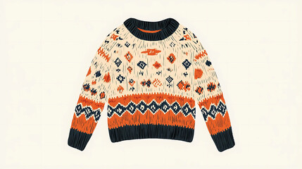 Wall Mural - Colorful knitted sweater with a fair isle pattern.