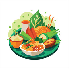 Wall Mural - Thai Foods illustration vector art