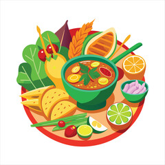 Wall Mural - Thai Foods illustration vector art