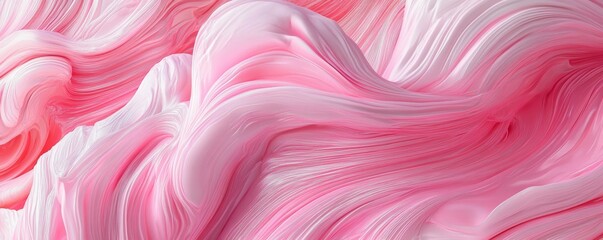 Poster - Abstract pink and white flowing fabric texture