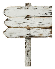 Multi-arrow weathered wooden sign, cut out - stock png.