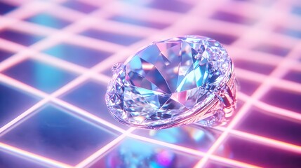 Sticker - Sparkling Diamond Ring in Neon Lights