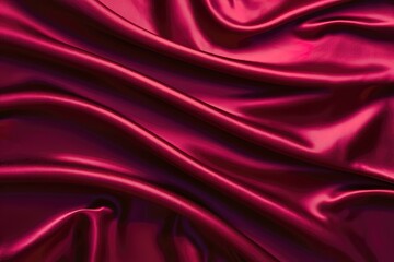 Wall Mural - red silk or satin material, showcasing fluid wave-like folds