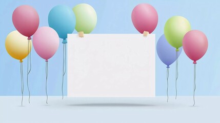 Very nice vector birthday with balloons and blank sign