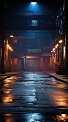 Canvas Print - Dark street, asphalt abstract dark blue background, empty dark scene, neon light, spotlights  