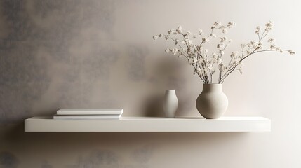 Wall Mural - A simple, modern wall shelf with clean lines and minimal decor