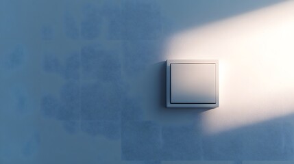 A close-up of a minimalist, modern light switch on a clean, white wall