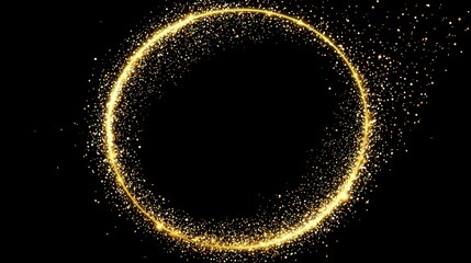 Poster - Golden Sparkles Circle Frame on Black Background