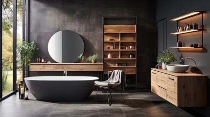 Wall Mural - bathroom interior with furniture