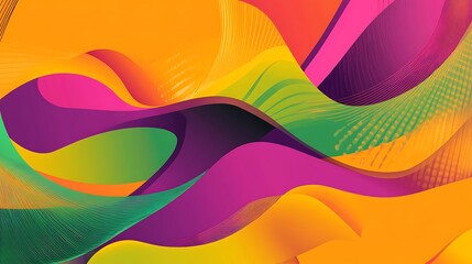 Abstract Colorful Wavy Background with Lines and Shapes