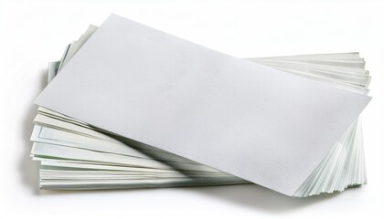 Stack of White Empty Blank Money Paper Bills Mockup