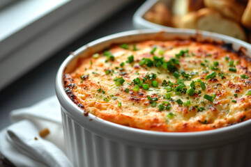 Wall Mural - Cheesy baked casserole topped with herbs