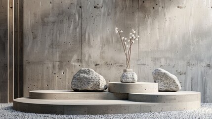 Poster - Stones, pebbles, podium, space for product display