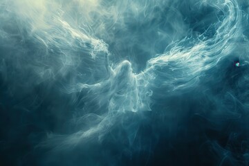 Wall Mural - A winged creature is flying through a blue sky