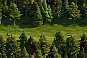 Wall Mural - A peaceful scene of trees in a grassy field. Perfect for nature backgrounds Generative AI