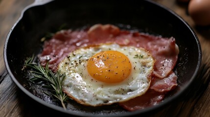 Wall Mural - Egg sunny side up w/ Italian ham