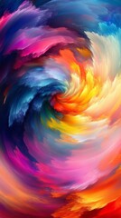 Wall Mural - Colorful abstract swirling paint strokes creating