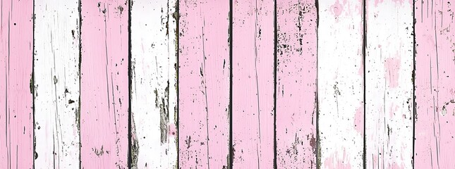 Charming Pink and White Weathered Wooden Planks Background