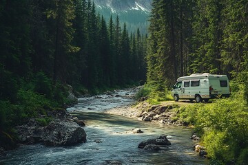 Wall Mural - camping in the forest