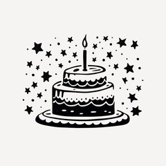 Poster - rawpixeloffice15_simple_cute_birthday_cake_in_linocut_style_iso_d8d67162-4f22-438f-ba20-46dd884d12a7-P