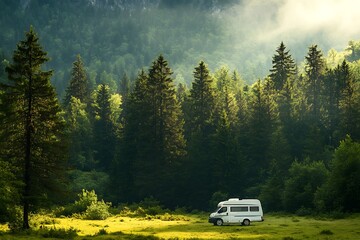 car in the forest