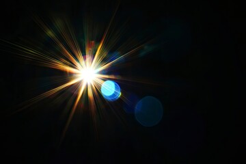 Lens flare glow light effect on black. image of rays light effects, overlays or flare isolated on black background for design. lens flare light over black background , ai