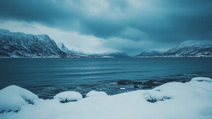 Wintery sea near Tromso, Norway