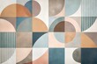 © Introvertia - Colorful geometric abstract art with circles and squares in pastel tones on canvas