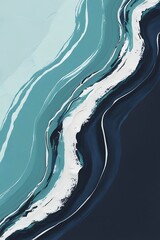 Wall Mural - Abstract art style background featuring a fluid wavy pattern with a gradient transition from light blue to deep navy blue, vector style