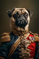 Sticker - A pug dog in military uniform