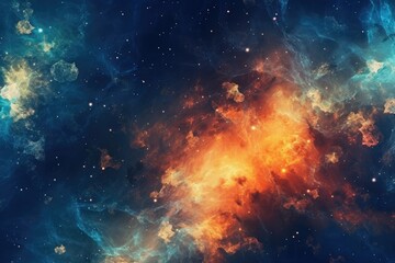 Poster - Vibrant Cosmic Nebula in Deep Space