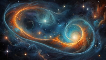 Wall Mural - Abstract illustration background digital artwork depicting a vibrant and detailed cosmic scene with dreamy colors and stars, Colorful dreamy space backdrop