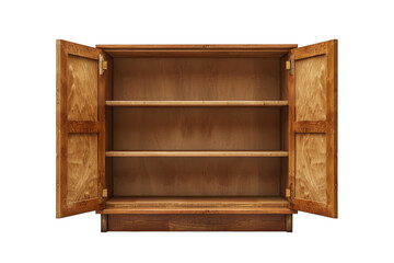 Realistic open brown cabinet isolated on transparent background, or for put things in cupboard.