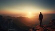 © evening_tao - Solo Hiker Watching Majestic Mountain Sunrise