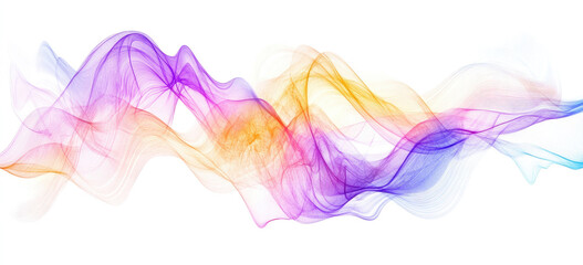 Canvas Print - Colorful sound waves on white background with copy space