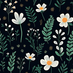 Floral dark background pattern