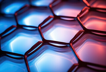 Poster - Blue and Red Futuristic Hexagonal Background