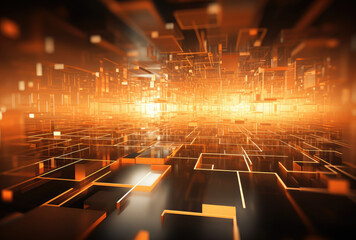 Abstract Digital Technology Network in Cyber Space
