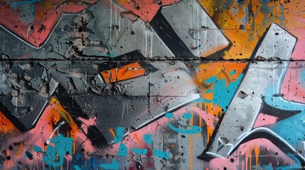 Poster - Graffitied concrete wall