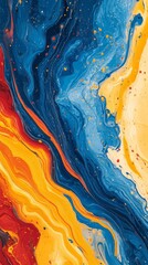 Wall Mural - Abstract fluid art with vibrant colors and