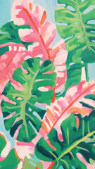 Poster - Vibrant tropical leaf painting