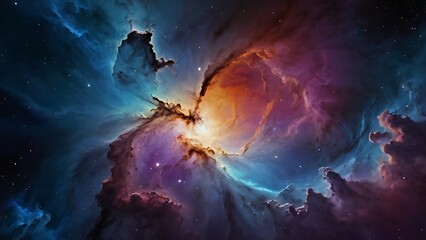 Wall Mural - Abstract illustration background Digital artwork of a cosmic scene, showcasing a vibrant and colorful nebula with massive colors and stars, Colorful dreamy space backdrop